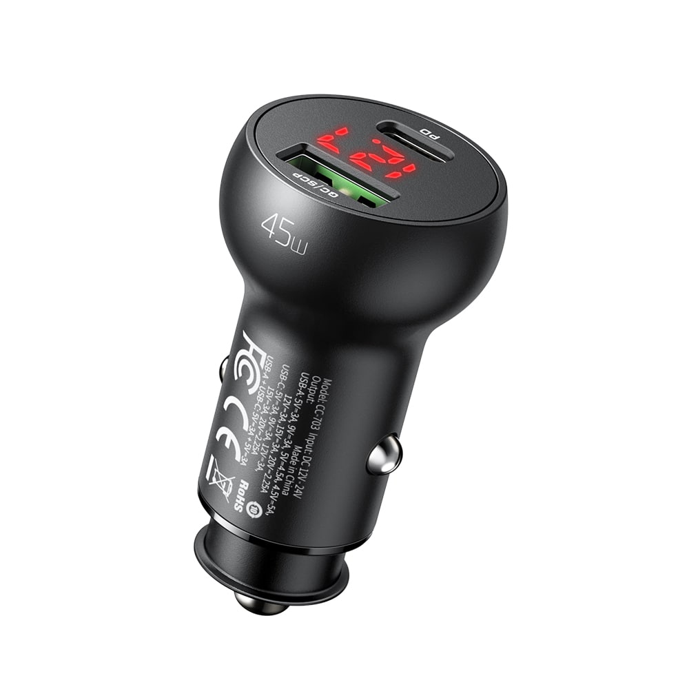 Mushrooms Series PD 45W Car Charger with Digital Display