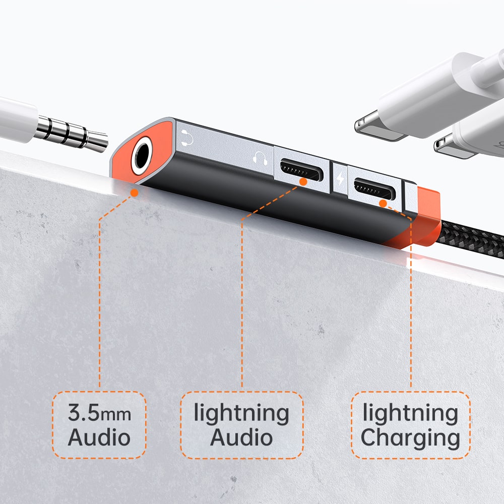 Oryx Series 3 in 1 Lighitning to DC3.5+Dual Lightning